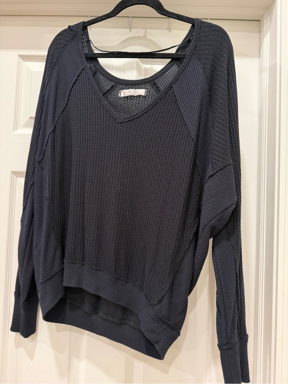 Free People Soft Waffle V-Neck Pullover Top